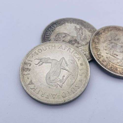 LOT OF SILVER SA 5 SHILLING COINS - BID FOR LOT!