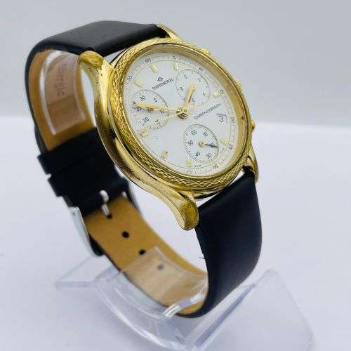 CLASSY CONTINENTAL SWISS CHRONOGRAPH GOLD MENS DRESS WATCH!