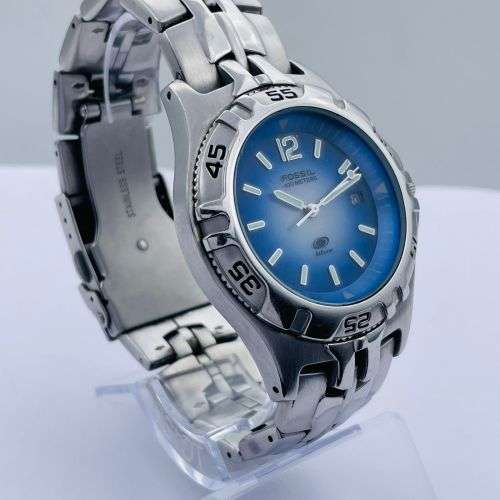 RETAIL:R4000 - FOSSIL BLUE CHRONOGRAPH STEEL MENS DRESS WATCH!