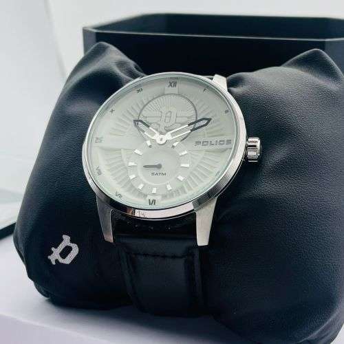 CLASSIC POLICE MENS WHITE DIAL DRESS WATCH