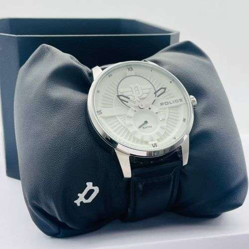 CLASSIC POLICE MENS WHITE DIAL DRESS WATCH