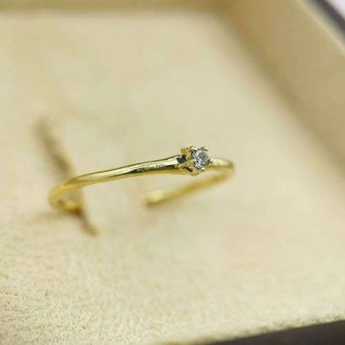 DAINTY YELLOW GOLD DIAMOND SOLITAIRE RING