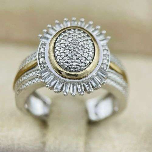 VICTORIAN YELLOW GOLD & SILVER SPINDLE RING