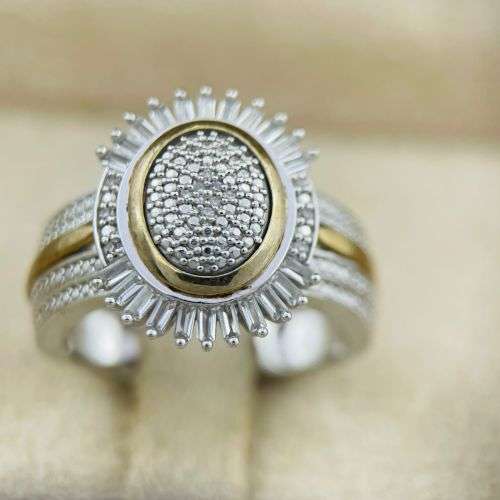 VICTORIAN YELLOW GOLD & SILVER SPINDLE RING