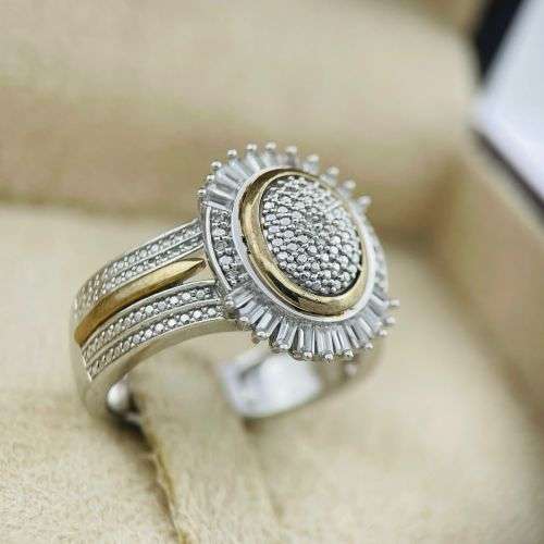 VICTORIAN YELLOW GOLD & SILVER SPINDLE RING