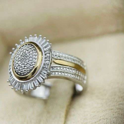 VICTORIAN YELLOW GOLD & SILVER SPINDLE RING