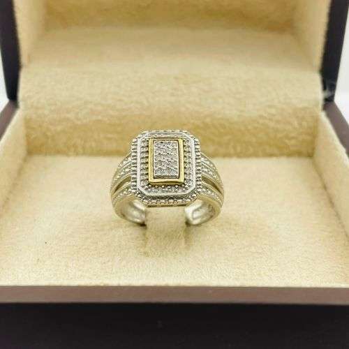 CLASSIC YELLOW GOLD & SILVER CLUSTER RING