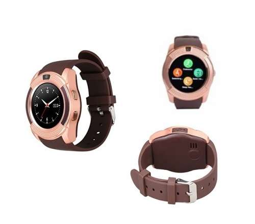 V8 Smart Watch - Black with Rose Gold - Copper Face