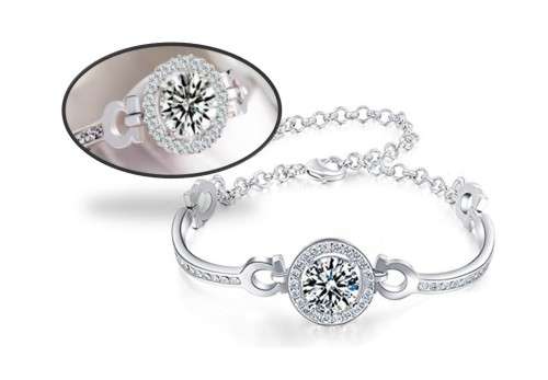 Exquisite Solitaire White Gold Filled Bracelet with 3.5 Carat Simulated Diamond