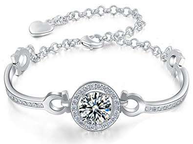 Exquisite Solitaire White Gold Filled Bracelet with 3.5 Carat Simulated Diamond
