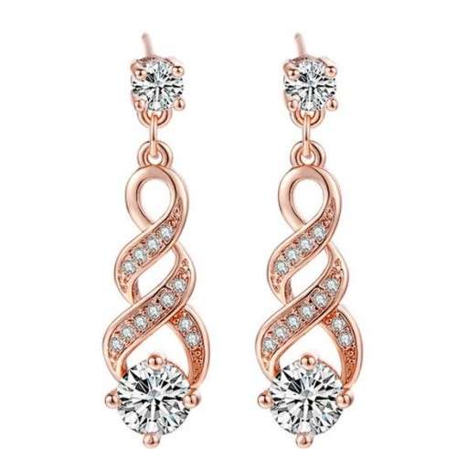 18KGP Rose Gold Filled Drop Crystal Earrings