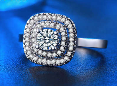 Double Pave 1.43CT Cr. Diamond S925 Sterling Silver Engagement Ring - Size 8 | Q