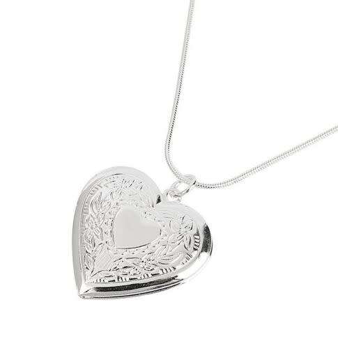 S925 Sterling Silver Filled Heart Locket Pendant with 55cm Snake Chain Necklace