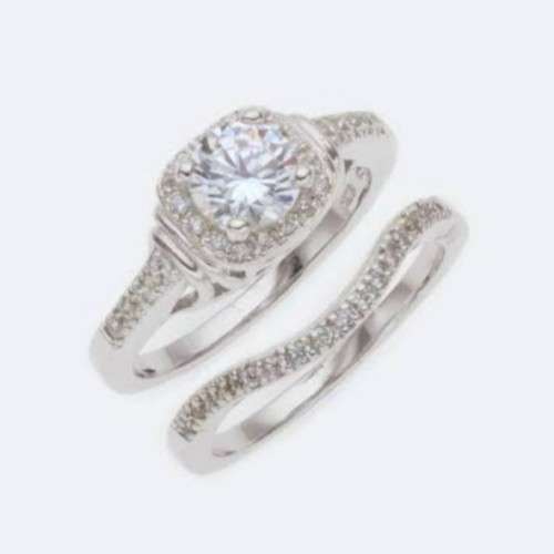 Solid 925 Sterling Silver Cr.Diamond Wedding Ring Set - Size 7 | P - VALUE R1299