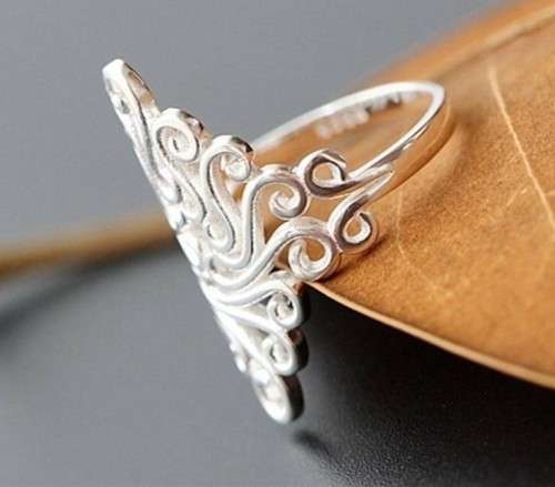 S925 Sterling Silver Filigree Swirl Ring - Size 8 | Q