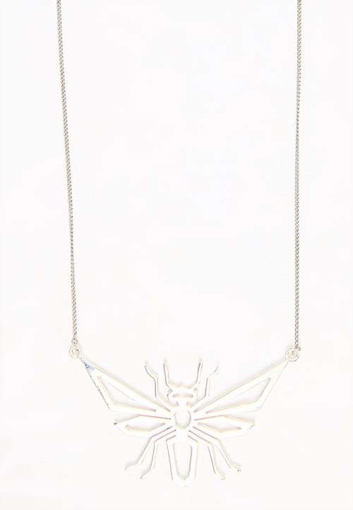 Authentic Genuine 925 Sterling Silver Large Bee Pendant Necklace - 45cm Curb Chain