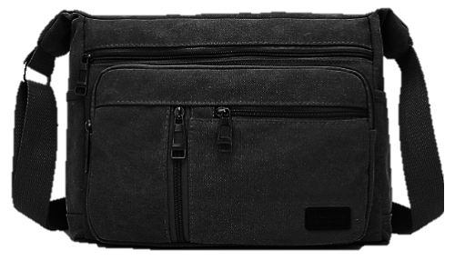 Canvas Crossbody Shoulder Bag - Black