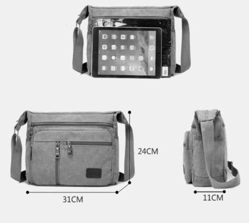 Canvas Crossbody Shoulder Bag - Black