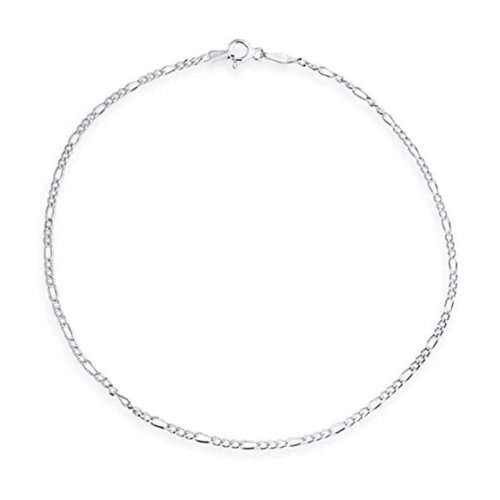 Genuine 925 Sterling Silver Figaro Chain Anklet - Ankle Chain Length 24CM