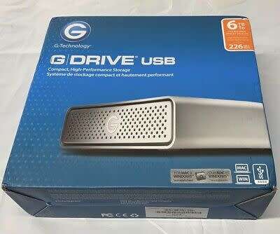 G-Technology 6TB G-DRIVE USB 3.0 Desktop External Hard Drive, Silver - HDD