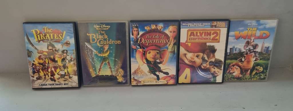 A box of 15 kids` DVD`s