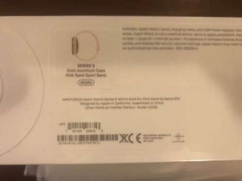 Apple Watch Series 5 - 40mm - GPS Only - Gold Aluminium Case - Pink Sports Strap - NEW