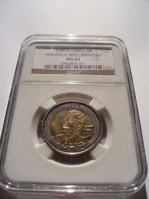 5 x MS64 Mandela 90th R5 - NGC Graded - One Bid for All Coins!!!