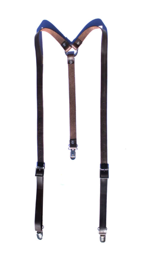 Leather Suspenders Dark chocolate Brown