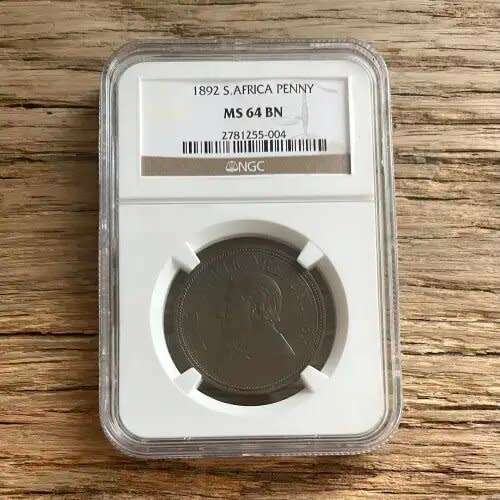 1892 ZAR PENNY: NGC graded MS64BN