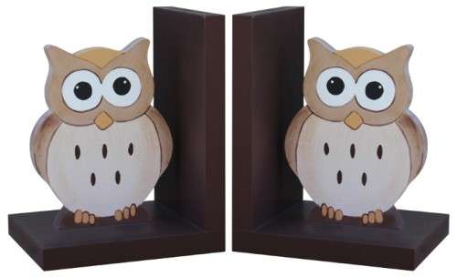 Wooden Brown Owl Bookends