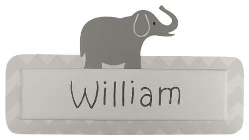Personalised Name Plaque / Chevron Elephant in Grey