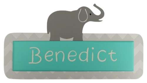 Personalised Name Plaque / Chevron Elephant in Turquoise