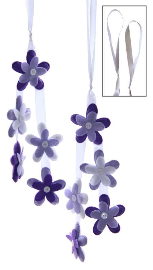 Fabric Flower Curtain Tiebacks / Purple