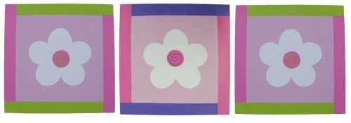 Flower Painting Set of 3 / Hot Pink, Lime and Purple