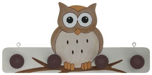 Woodland Owl Clothes Hook (4 Brown Knobs)