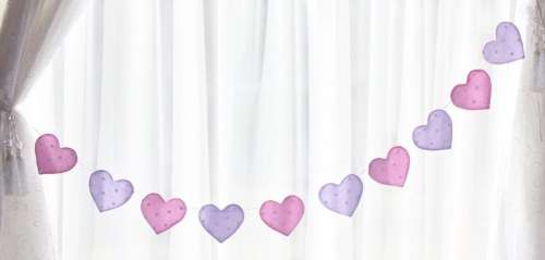 Heart Garland / Pink and Purple with Polka Dots