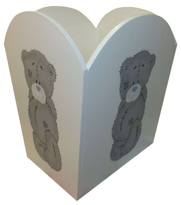 Wooden Tatty Teddy Dustbin  / White