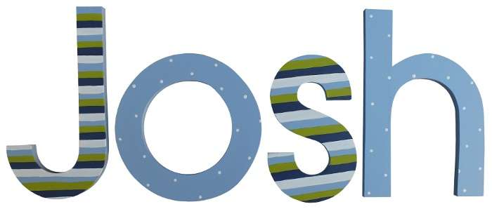 Stripes and Dots for Boys Wooden Letters in Avian Font
