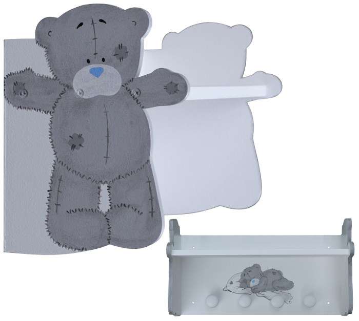 Wooden Tatty Teddy Shelf with Knobs / White