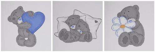 Tatty Teddy Canvas Painting Set / 3 Pieces in Blue