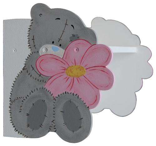 Wooden Tatty Teddy Shelf with Knobs / Pink Flower