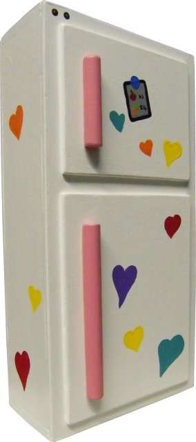 Wooden White with Hearts Barbie Fridge