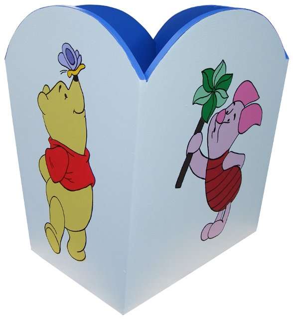 Wooden Winnie the Pooh Dustbin / Blue