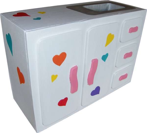 Wooden White Hearts Barbie Sink