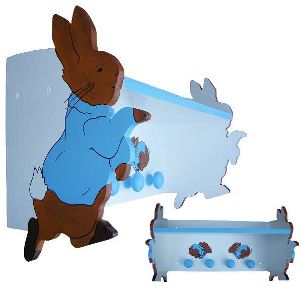 Wooden Peter Rabbit Shelf with Knobs