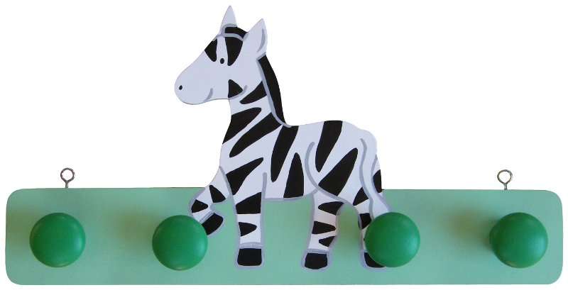 Green Zebra Clothes Hook (4 Knobs)