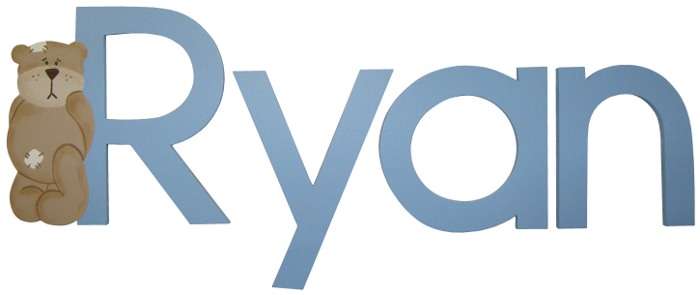 Personalised Wooden Letters - Avian Font with Byron Bear