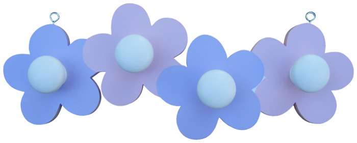 Flower Clothes Hook (4 Knobs) / Pink & Purple