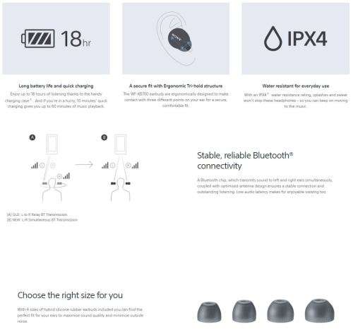 Sony WFXB700/B Bluetooth True Wireless In-Ear Headphones with Extra Bass (Black)