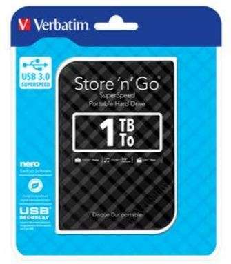 NEW Portable 1TB Verbatim 2.5" USB 3.0 Hard Drive